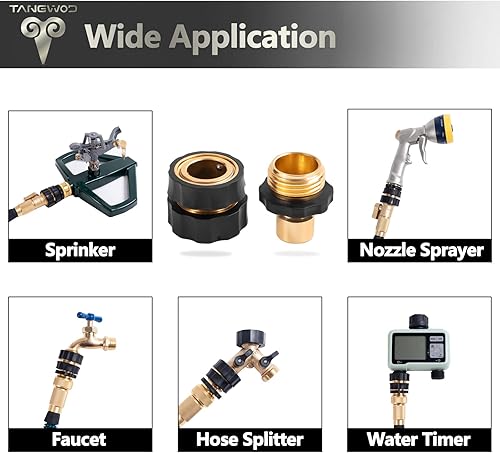 Miniatura 4 de TANGWOD Accesorios de conexión rápida para manguera de jardín, accesorios de manguera de agua de desconexión rápida para conectores de manguera de