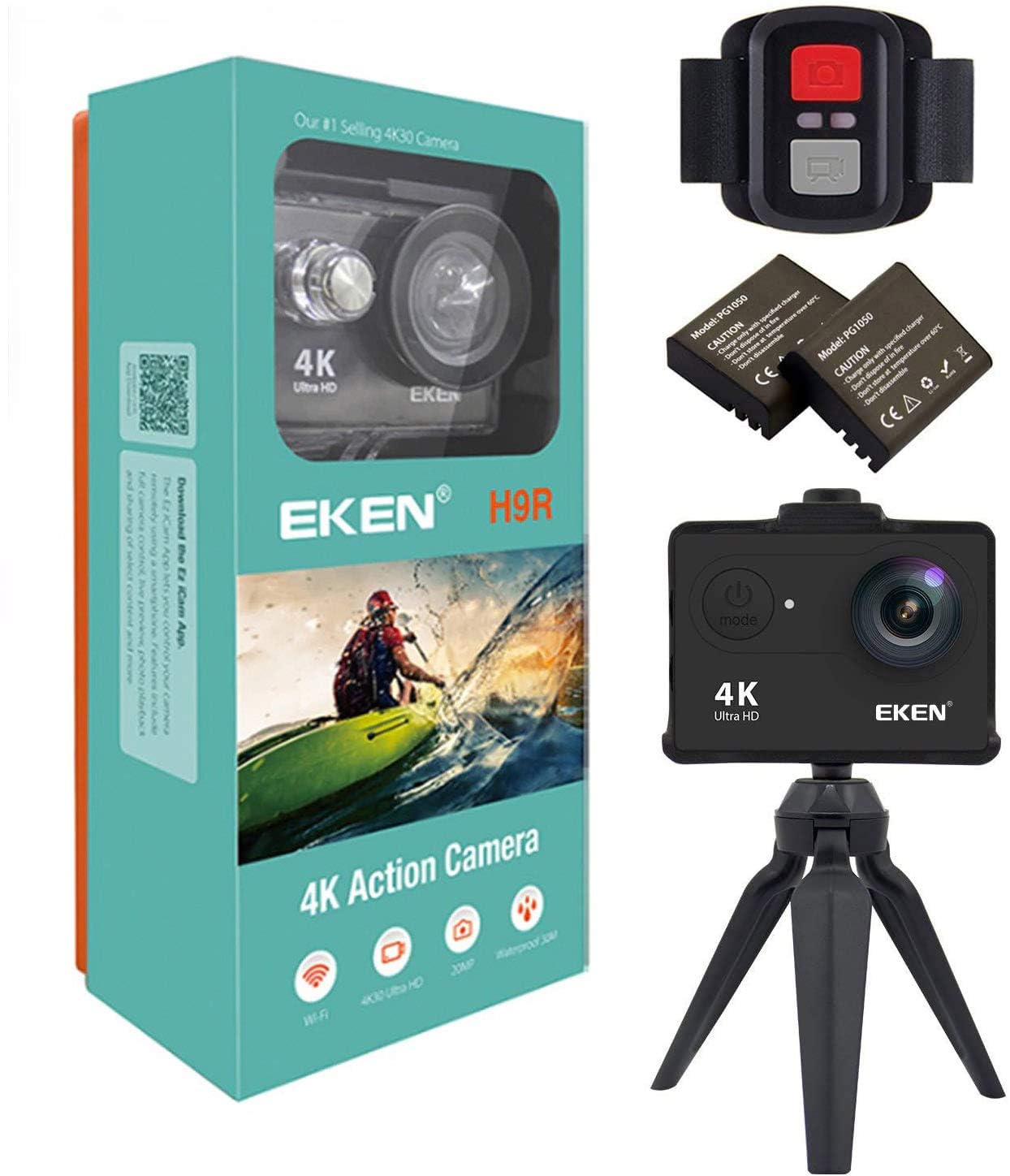 EKEN H9R 4K Ultra HD Action Camera with Wi-Fi, 170° Wide-Angle Lens, Waterproof, Remote Control, 2 Batteries-image-22