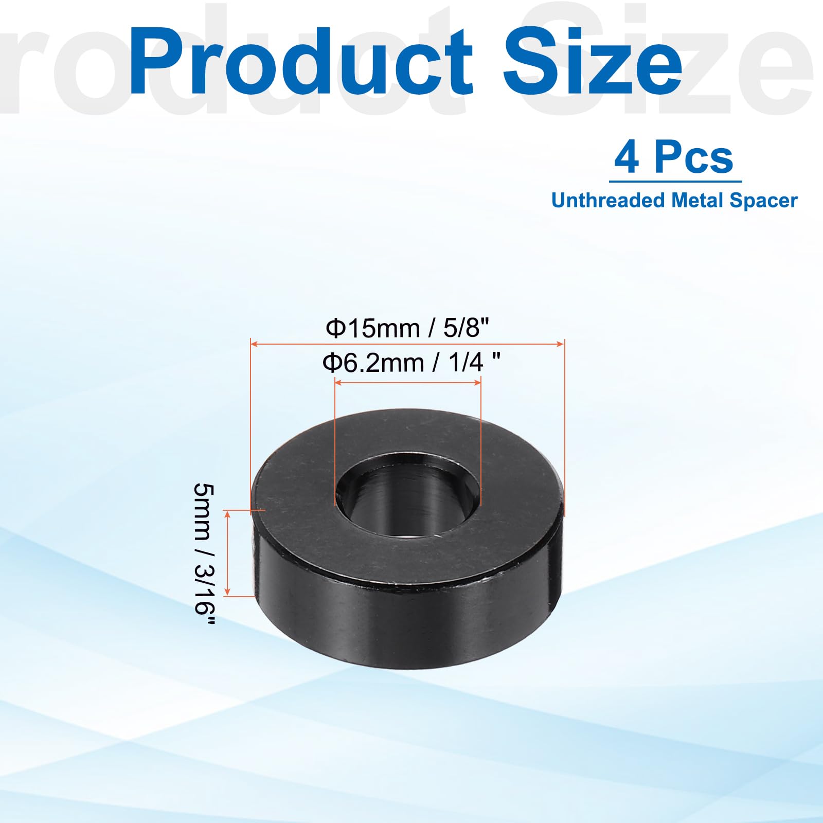 PATIKIL 4pcs M6 Aluminium Spacers, 1/4" ID x 5/8" OD Round Standoff Spacer, Unthreaded Metal Spacers for 1/4" M6 Screws Bolts - Image 2