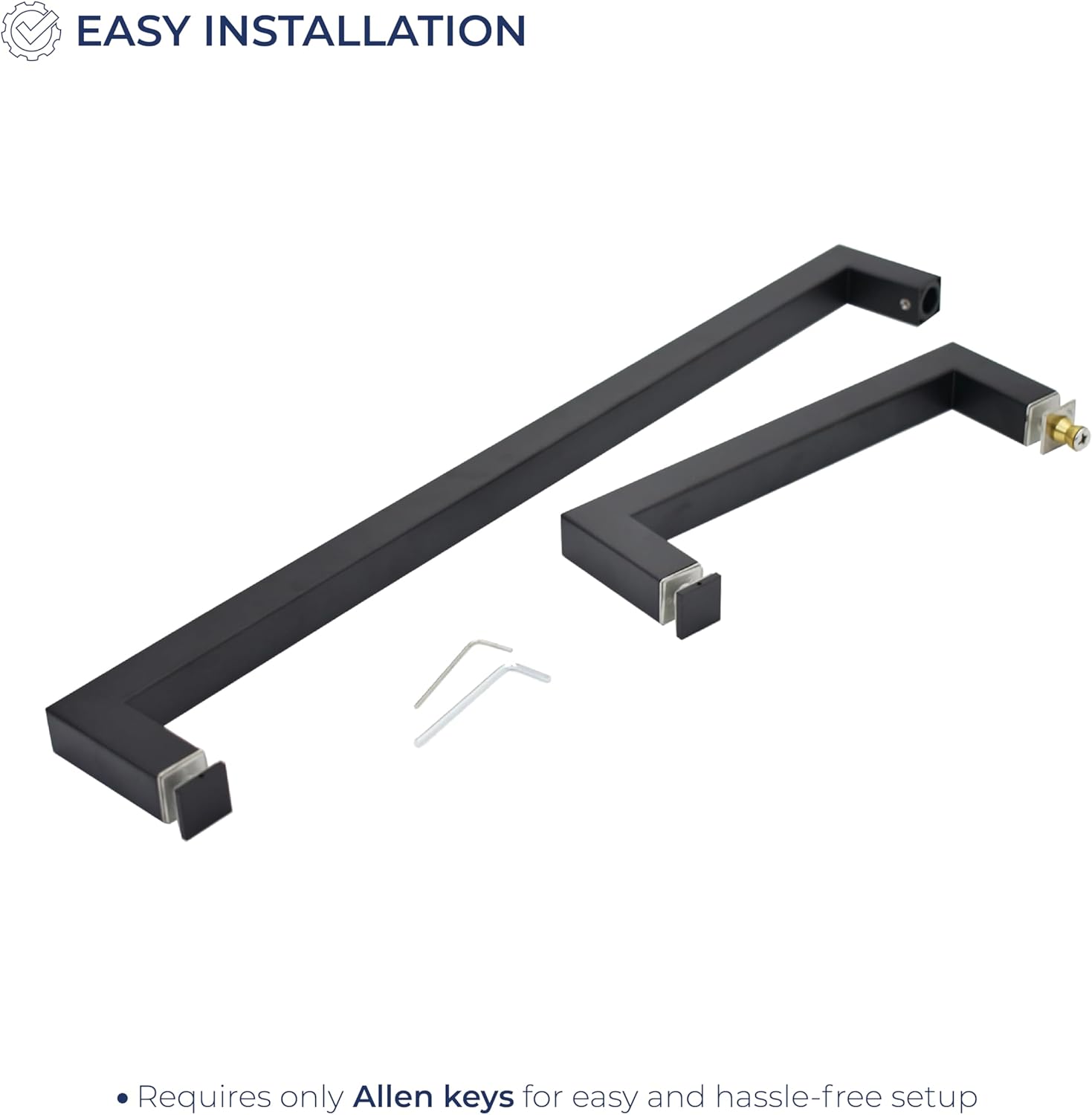 18"x 8" Towel Bar Square Shower Door Handle Combination in Matte Black, Fits 1/4" to 1/2" Frameless Glass Shower Doors, for Commercial and Residential Use