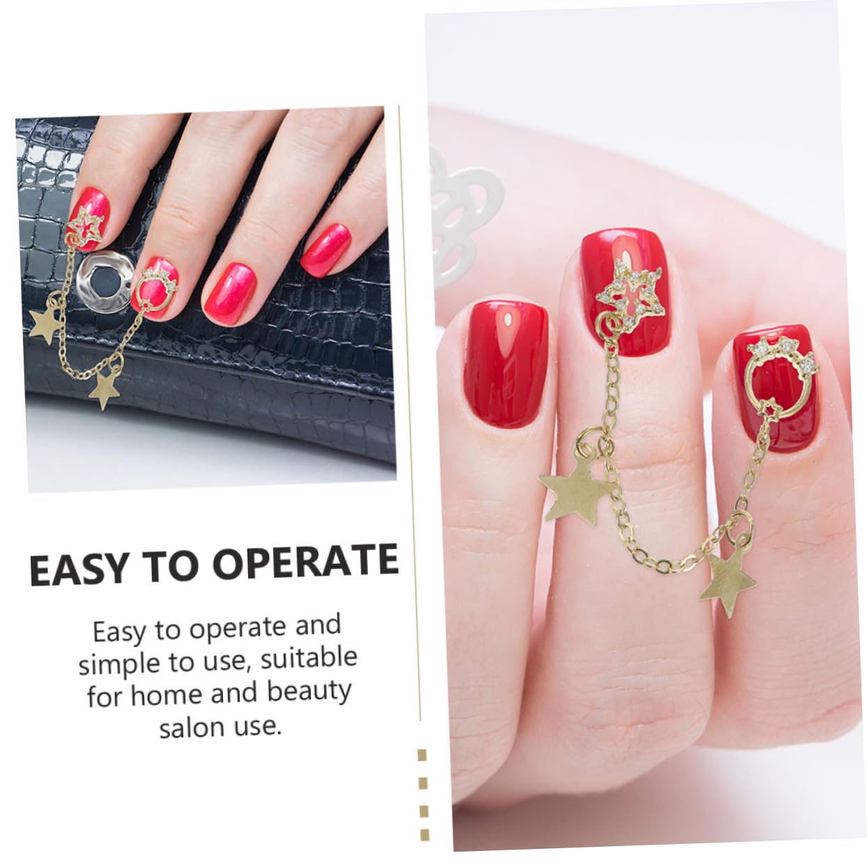 Beatifufu 4pcs Nail Art Chains Alloy Chain Design Butterfly Bow Nail Drill for DIY Manicure Decorations