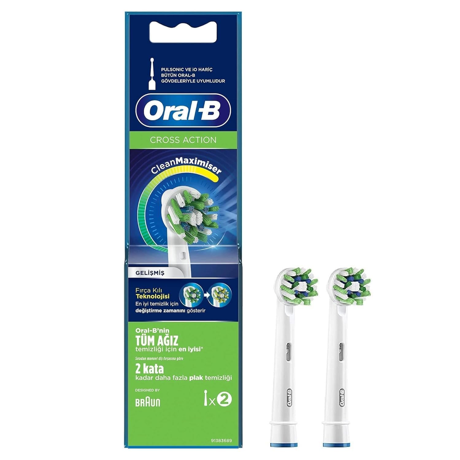 Oral-B Cross Action Electric Toothbrush Head with New CleanMaximiser Technology, Angled Bristles for Deeper Plaque Removal, White, Pack of 2 (B09PB3HNLF) Amazon Price History, Amazon Price Tracker