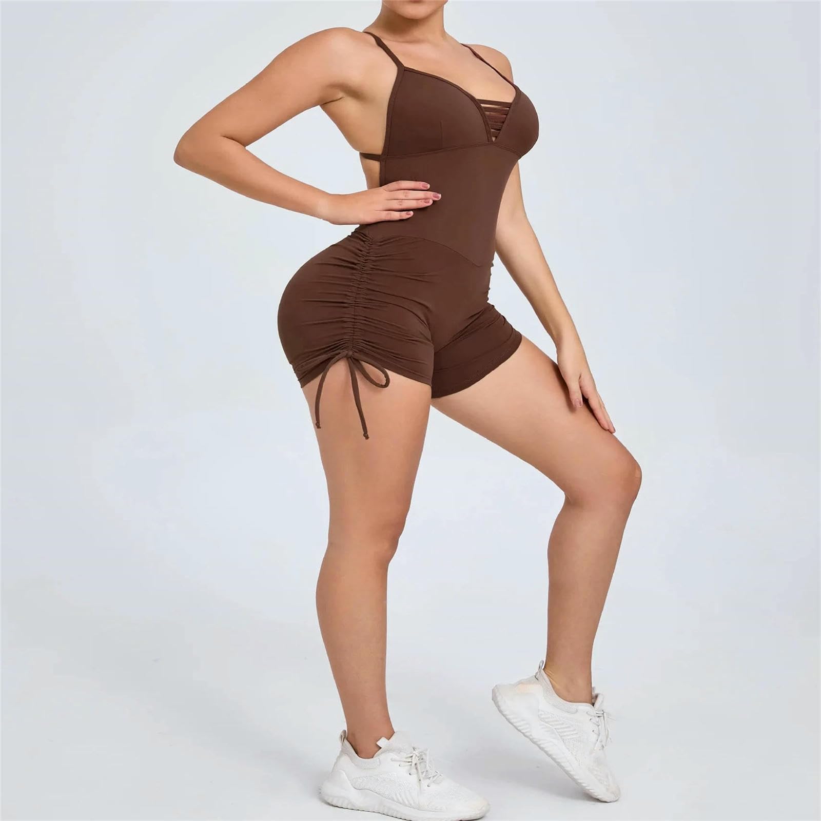 Leggings Deportivos Traje De Yoga para Mujeres Ropa Deportiva Integrada Gimnasio Entrenamiento Fitness Ejercicio Mujeres-café-m