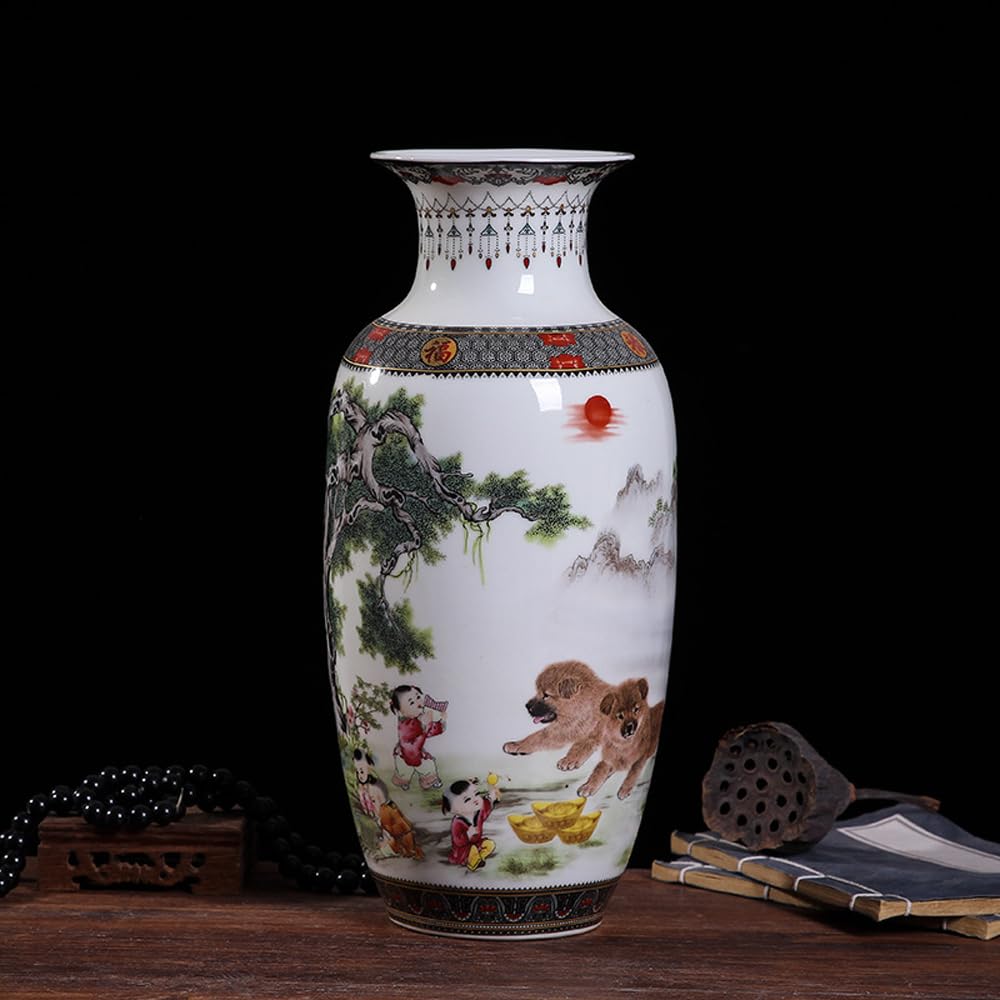 asdchZen Blue & White Porcelain Vases Antique Vase Blue And White Chinese Vase,Plant Containers Accessories Hydroponic Vase Ceramics Bamboo Flower Flower Creative,H