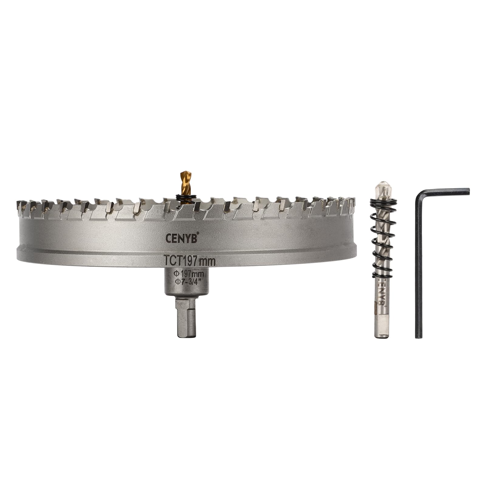 2-1/8" (54mm) Tungsten Carbide Tipped Hole Saw with 2Pcs Titanium-Plated Pilot Drill Bits for Metal, Steel, Iron, Wood, Plastic — view 36