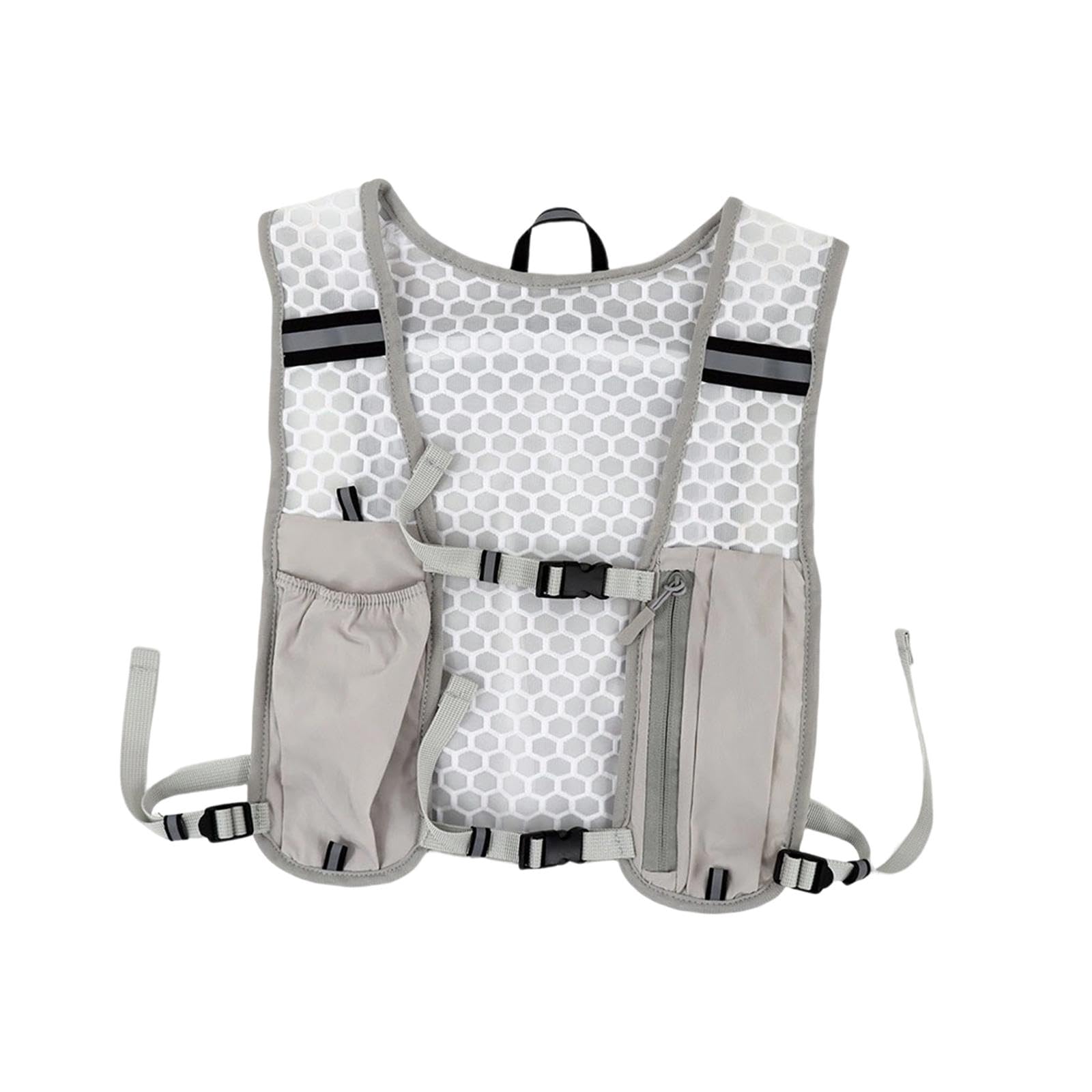 Running Vest Mesh Comfortable Multiple Pockets Breathable Hydration Backpack Gray-image-43