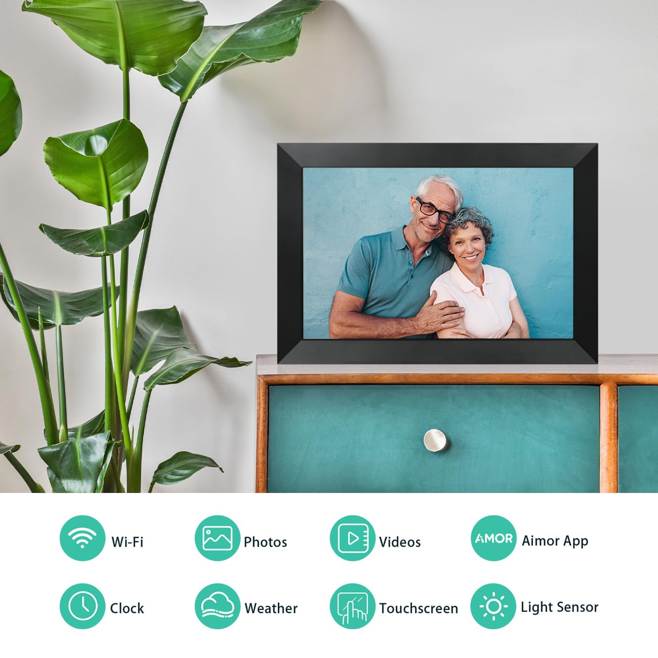 Anna Bella Digital Picture Frame 10.1 Inch IPS HD Touch Screen WiFi Smart Digital Photo Frame with 32GB Storage, Auto-Rotate, Easy Setup to Share Photos or Videos Remotely via AiMOR APP Black