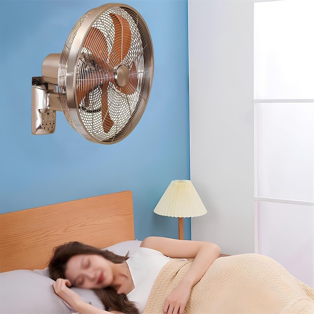 Ventilador industrial de montaje en pared de 17.7 pulgadas, 3 velocidades, ventilador oscilante de alta velocidad para taller, garaje, patios, ventilador de refrigeración comercial