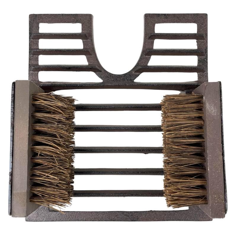 L'Héritier Du Temps Gratte Pied avec Brosse à Pied et Tire Botte en Fonte Patinée Marron 11,5x22x25,5cm