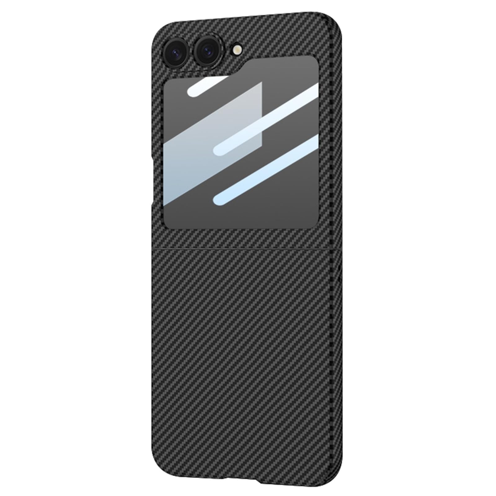 Coque pour Samsung Galaxy Z Flip 6, coque en fibre de carbone protection d'écran en cuir antichoc (noir)