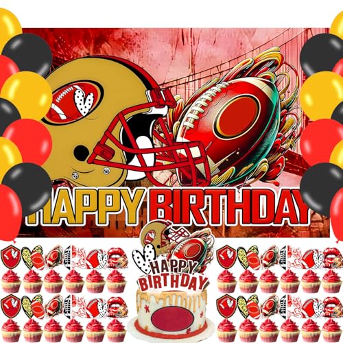 49 Football Birthday Party Decorations Banner Backdrop - 49 Football Team Themed Banner Party Supplies for Kids Fans Happy Birthday Photography Background Wall Decor