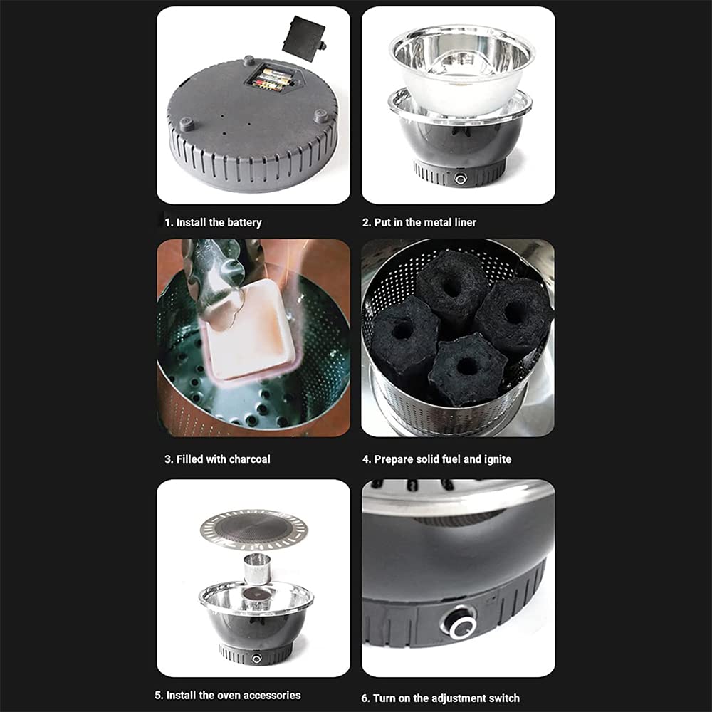 Grill de Barbacoa de Acero Inoxidable con Ventilador USB Interior y Parrilla sin Humo al Aire Libre, Parrilla de Acero Inoxidable portátil Multifuncional para Acampar al Aire Libre Barbq Grill