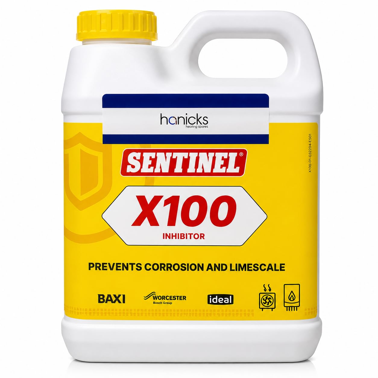 Hanicks Yellow Sentinel X100 Inhibitor 1L Central Heating System Protector – Boiler & Radiator Corrosion, Rust, Limescale & Sludge Prevention Treatment – Ph Neutral, Treats Up To 100 Litres