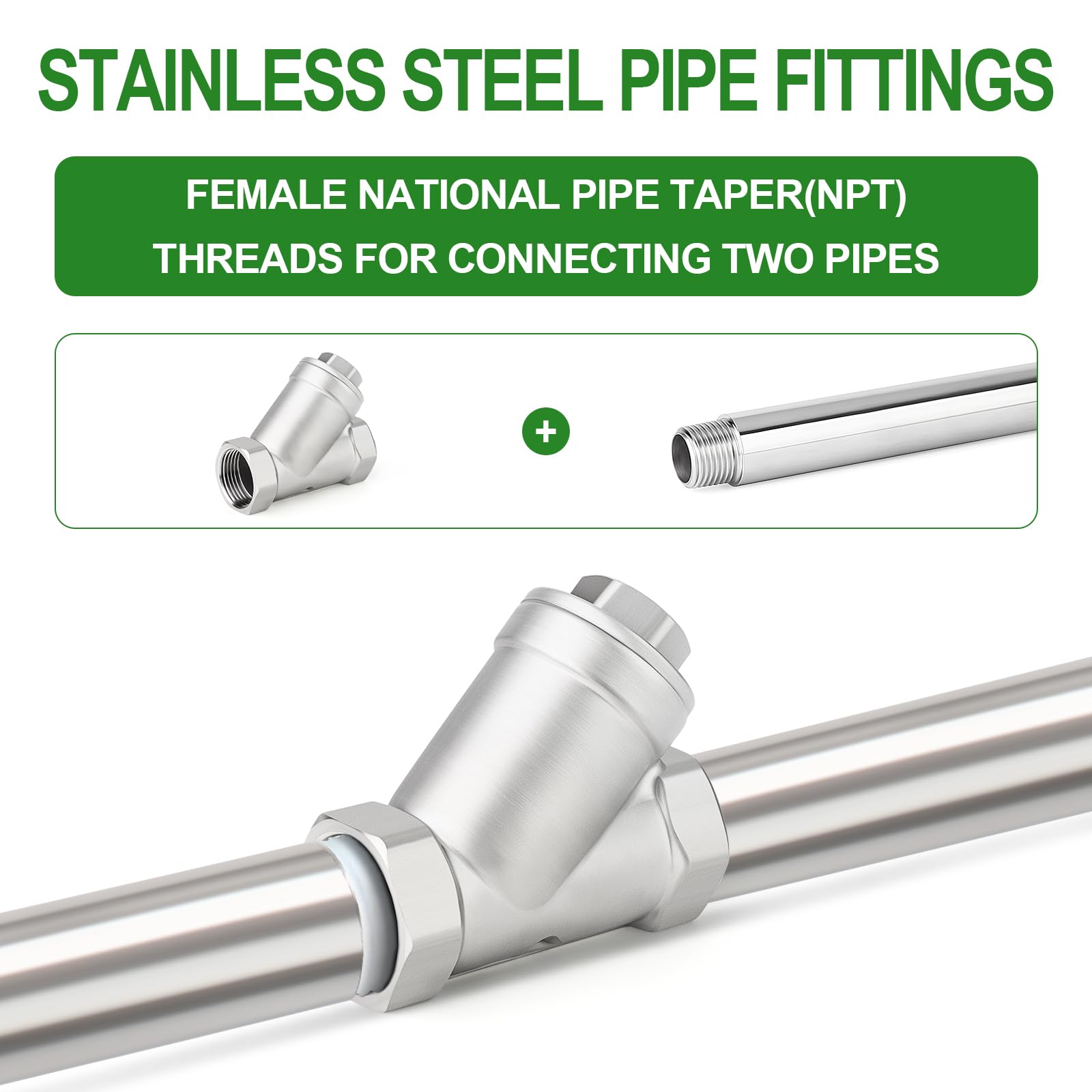 TAISHER 1Pcs 304 Stainless Steel 1-1/4" BSP Female WYE Y Strainer Mesh Filter Valve CF8 WOG 800 — Amazon image 6