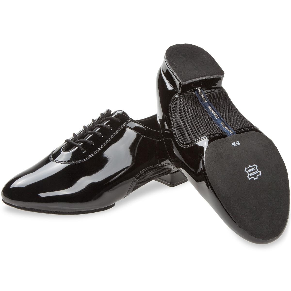 Diamant Herren Tanzschuhe 163-222-585 by Domen Krapez - Lack/Mesh Schwarz - Geteilte Rauledersohle - 2 cm Standard Absatz - Made in Germany