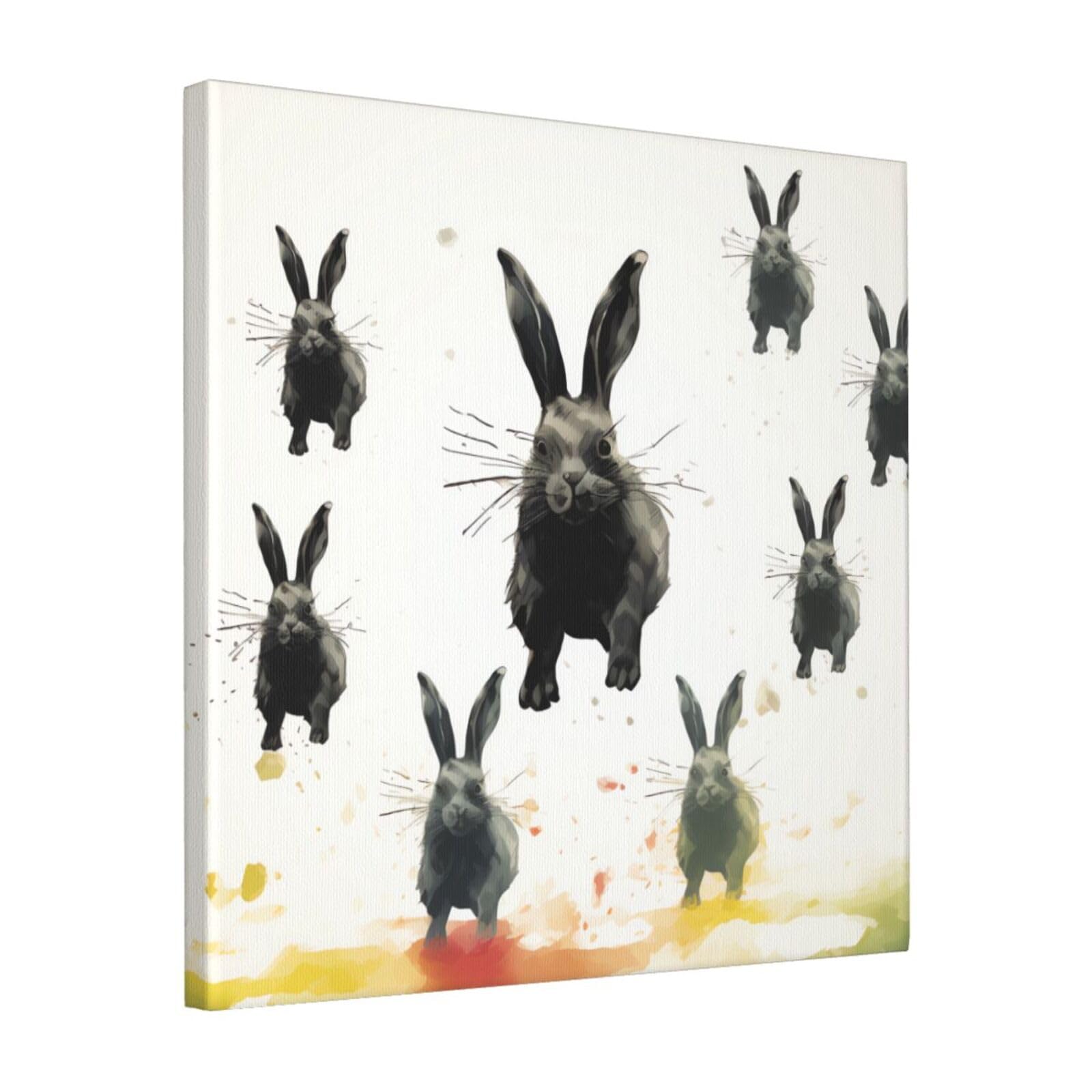 FodPand Rabbits silhouette Canvas Wall Art for Living Room Wall Decor 16"x16" Modern Artwork Painting Pictures Hanging Canvas Prints Aesthetic Wall Art for Bedroom Bathroom Office Wallart Decor