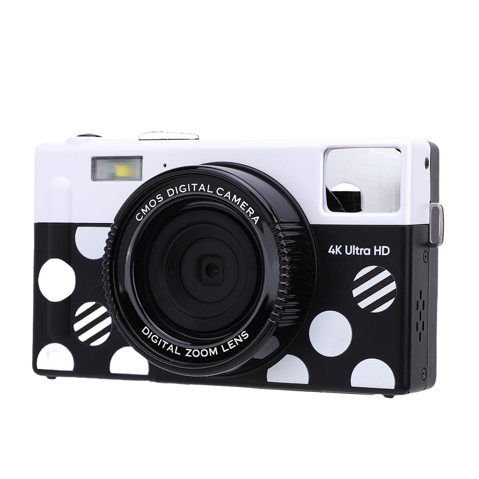 ASHATA Videocamera per Fotocamera Digitale da 64 MP per Fotografia, Videocamere per Riprese, 10 Filtri, Torcia Anteriore, Autofocus, Touch Screen da 3 ", Digicam Vlog per Principianti (nero bianco)