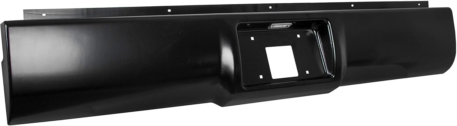 KUAFU Rear Roll Pan Bumper Compatible with 1988-1998 Chevy Chevrolet GMC C1500 C2500 C3500 K1500 K2500 K3500 for Fleetside/Styleside w/Light & Box Hardware Included