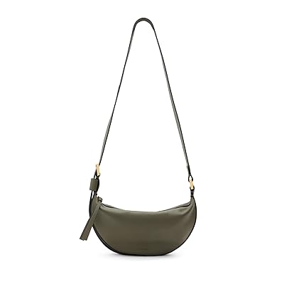 AllSaints Half Moon Xbody Cross Body Handbags Military Green, Leather