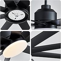Vista 5 de 72 Inch Industrial Ceiling Fan - Black Big Ceiling Fans with Light, Large Ceiling Fan with 6-Speed Remote Control, Outdoor Ceiling Fans for