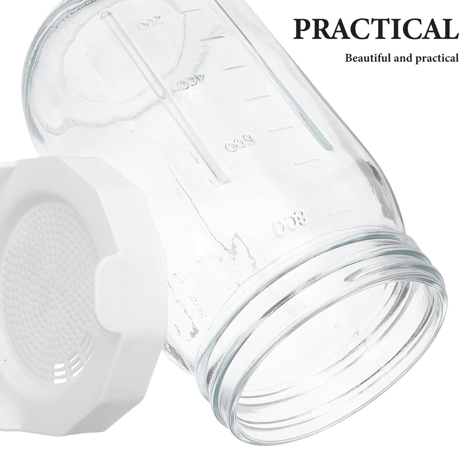 LALAFINA 2 Pièces Kit de Germination en Verre avec Bocaux Mason pour Graines, Couvercles Drainants, Manchons Occultants, pour Cultiver des Microgreens la Maison