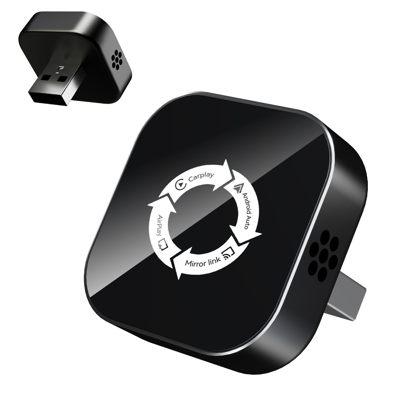 Photo 1 of 4 in 1 Screen Mirroring Wireless CarPlay Adapte, 2026 Upgraded Wired to Wireless for Apple CarPlay & Android Auto & AirPlay & MirrorLink, Mini USB Car Play Adapter with Type-C Extension, Plug and Play