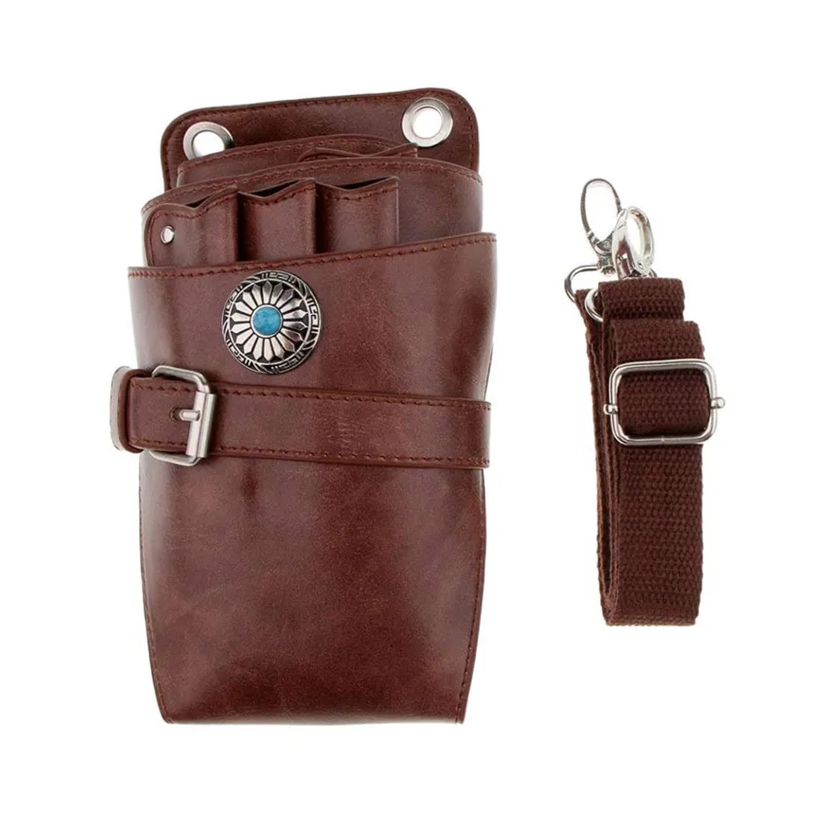 Borsa Per Attrezzi Da Parrucchiere Fondina in pelle for forbici, fondina con cintura, parrucchieri, parrucchiere, da barbiere, porta-cintura(Dark Coffee)