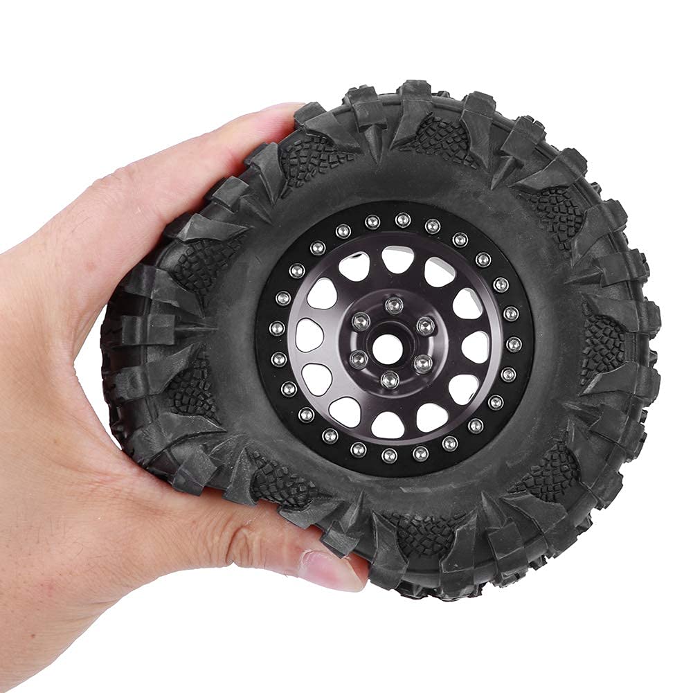 EVGATSAUTO 2.2 Beadlock, 2.2 Beadlock und -Reifen, 4-teiliges RC-Crawler-Gummireifen-Metallradnaben-Zubehör, Passend für 1/10 RC-Car 2,2 Zoll (Ti-Farbe)