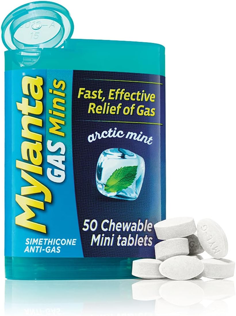 Mylanta Gas Relief Tablets, Mini-Tabs, Mint, 50 Count