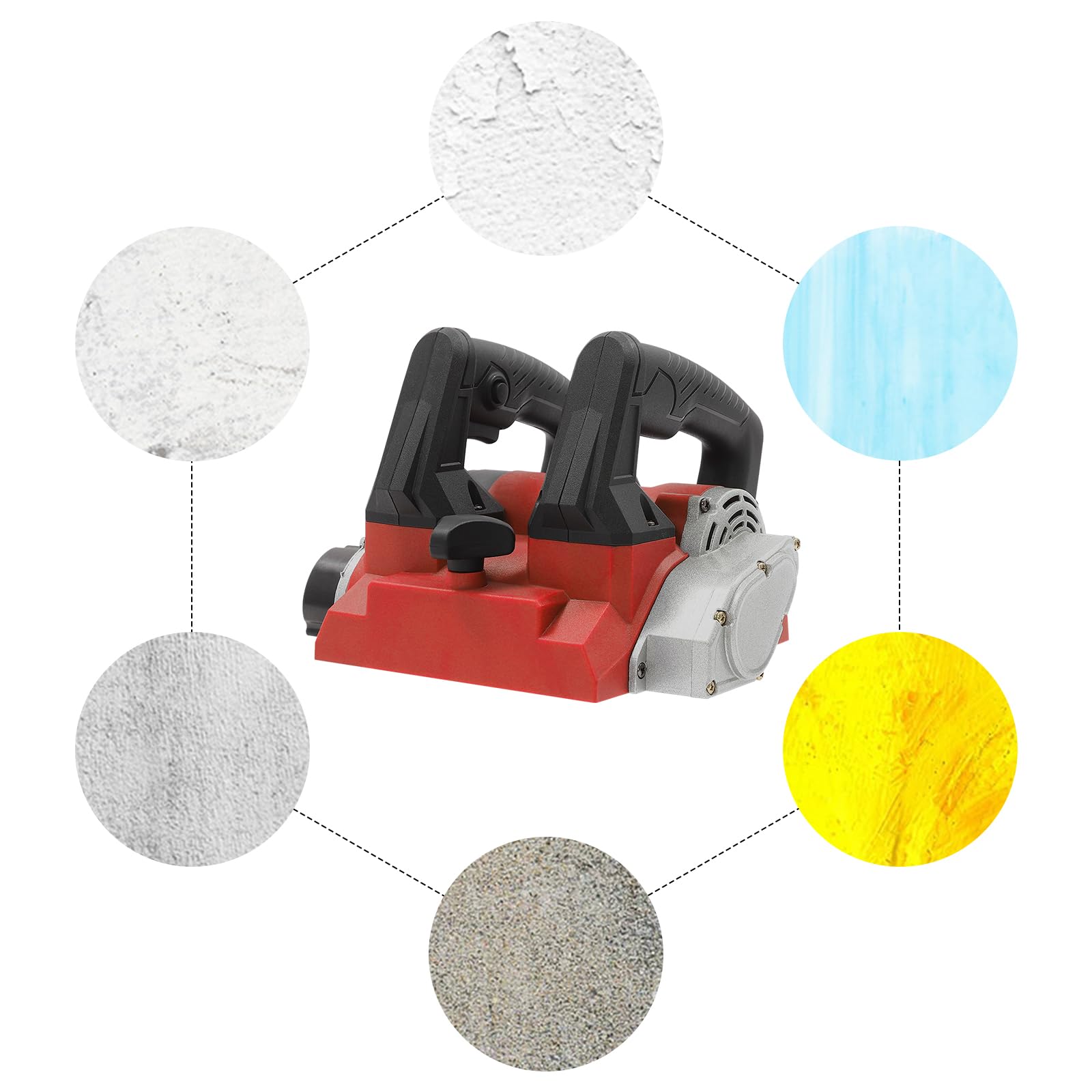 Profi Elektrischer Wandabhobler 1300W Staubarme Renovierung, 21 Tungstencarbid Klingen Tiefeneinstellung 1-4mm, mit Staubanschluss und Transportkoffer für Wandspachtel Farbe Abtragen​ (Rot)