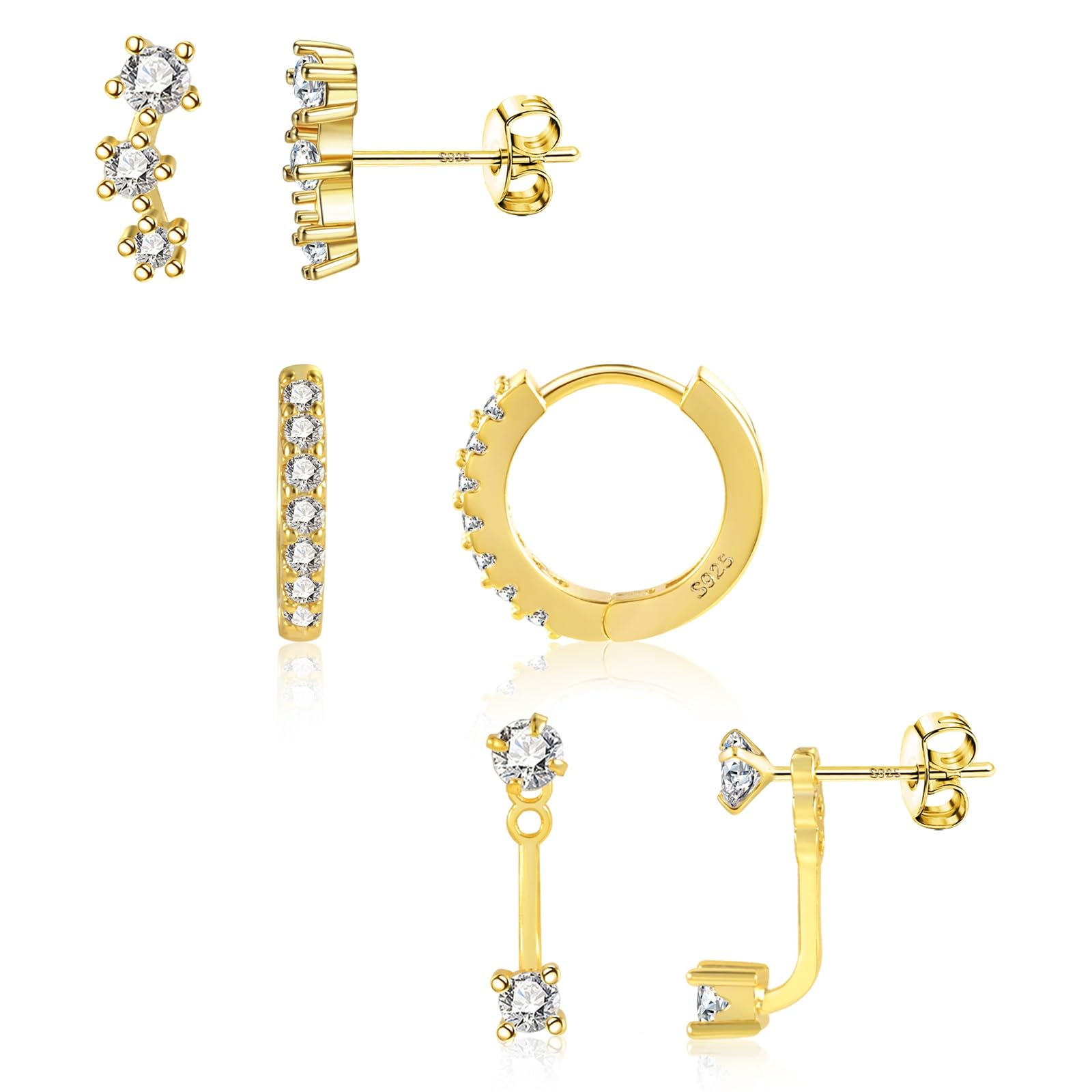 ALEXCRAFT Pendientes Mujer Plata de Ley 925 Cartilago Oreja Piercing Helix Circonita Brincos Antialergicos