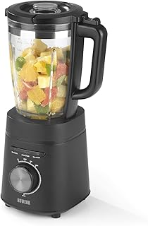 N8WERK Blender dans l'édition Midnight | 3 programmes : smoothie, Ice Crush, Auto Clean | 6 lames en acier inoxydable | Bol en verre de 1750 ml avec couvercle | 1200 W | 22 000 tr/min.