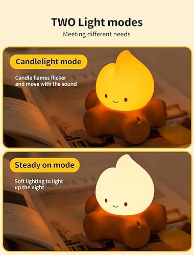 Miniatura 7 de 3 piezas de luz nocturna falsa de fogata, lámpara de llama recargable, luz nocturna de fuego de silicona, lámparas nocturnas de ruido blanco para