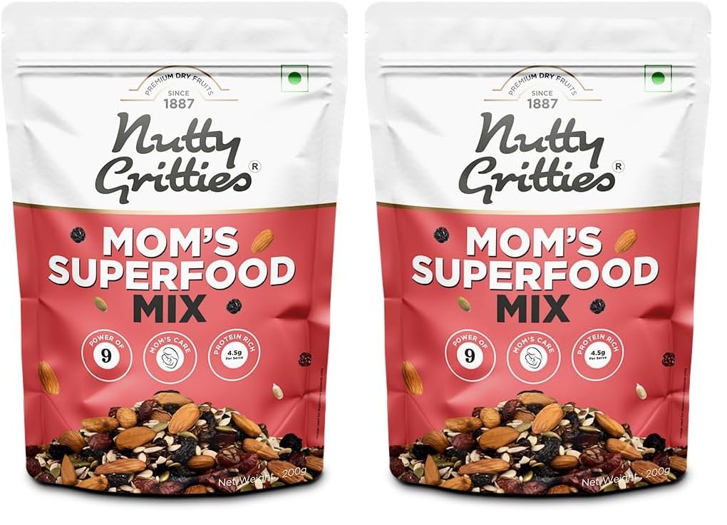 Nutty Gritties Mom's Superfood Healthy Trail Mix 1kg ( Each Pack 200g, Pack of 10 ) - Roasted Almonds | Mixed Roasted Seeds Flax, Pumpkin, Sunflower | Dried Black Currant, Cranberries, Blueberries with Black Raisins| Healthy Snack-image-13