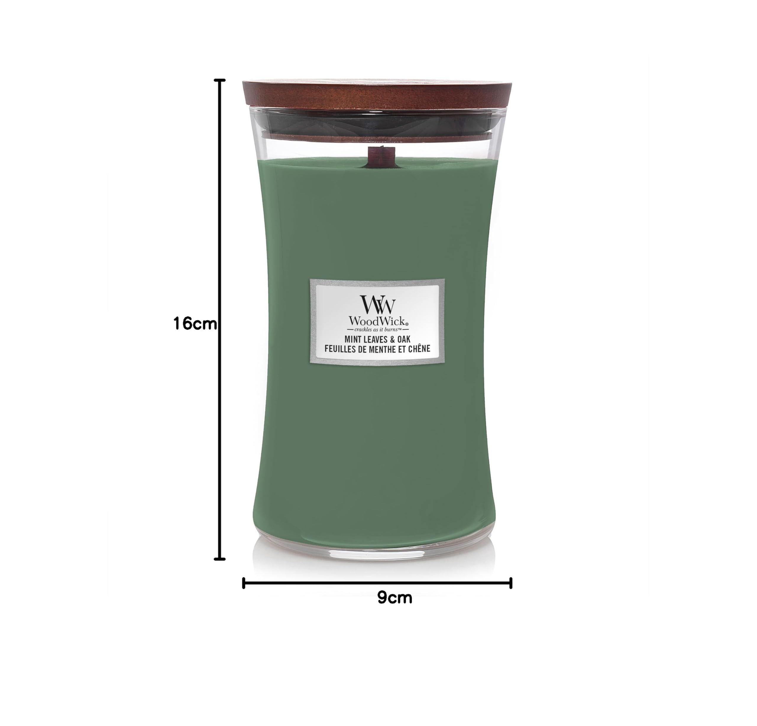 Woodwick Large Hourglass Mint Leaves & Oak Candle 609 Gr