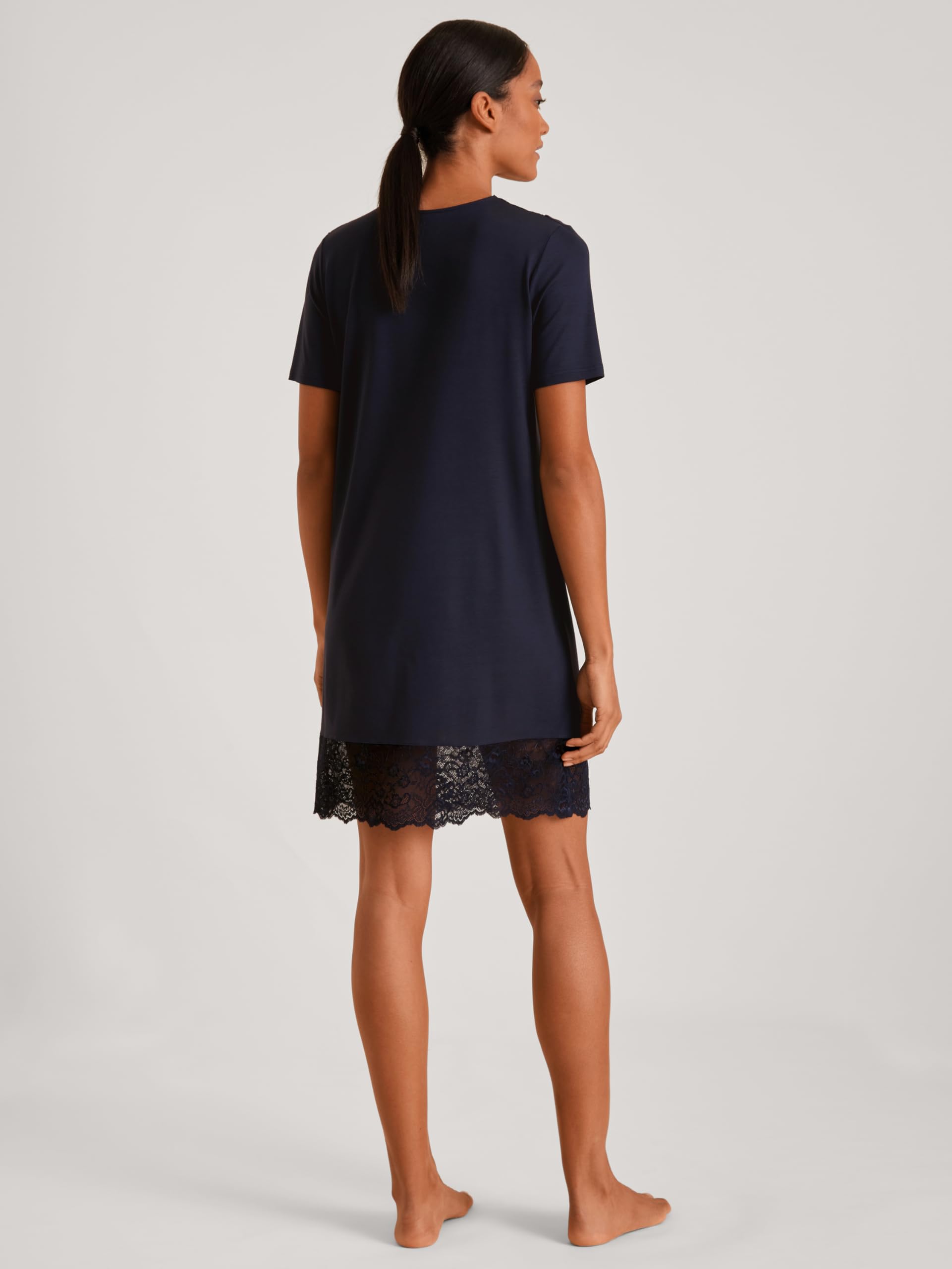 Calida Elegant Dreams Maglia Lunga da Notte Donna (Pacco da 1) | Scollo a V decorato in pizzo, morbido e fluido