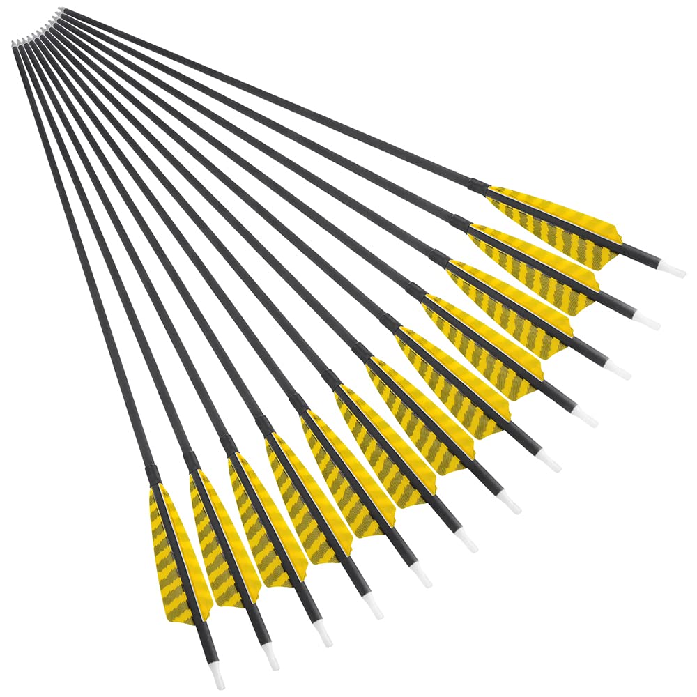 SHARROW Frecce in Carbonio per Tiro con L'Arco 30 Pollici Freccia di Carbonio Fletching Piume Naturali 500 Spine Frecce di Caccia per Arco Ricurvo Compound