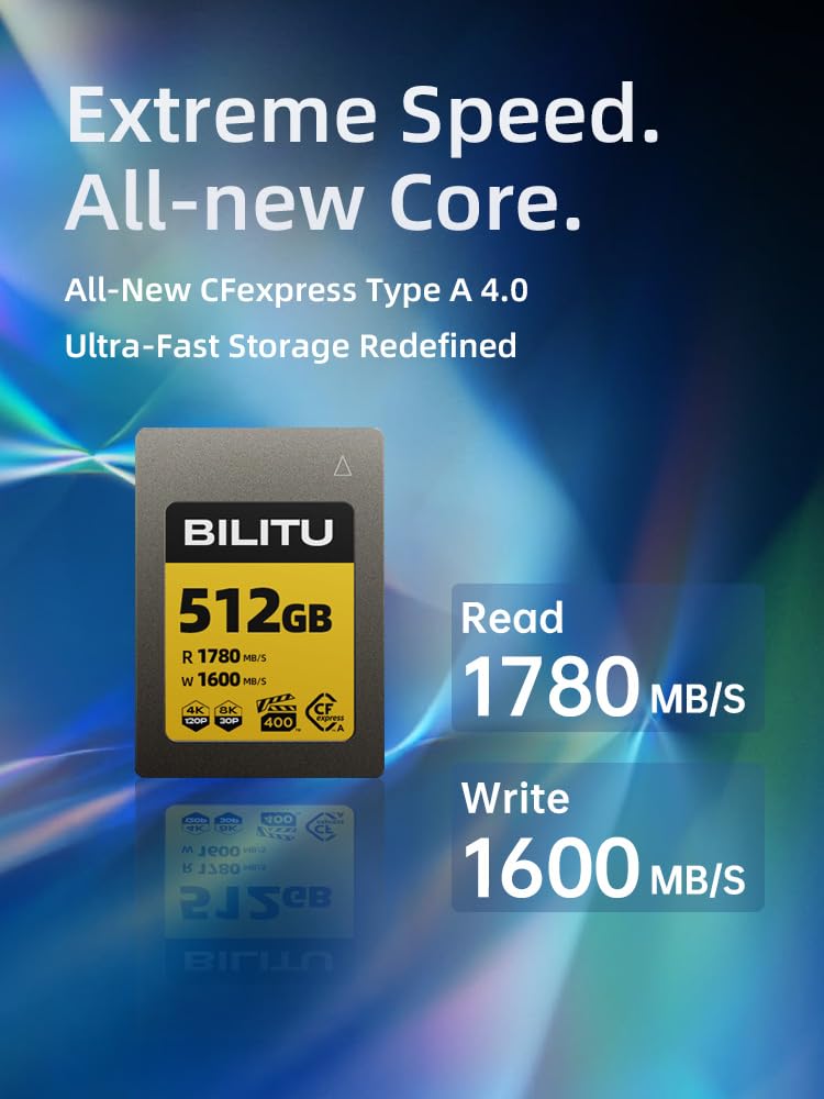 BILITU CFA 4.0 CFexpress Tipo A Scheda di Memoria 256GB, 1600MB/s Velocità Lettura/Scrittura, per Fotocamere Sony