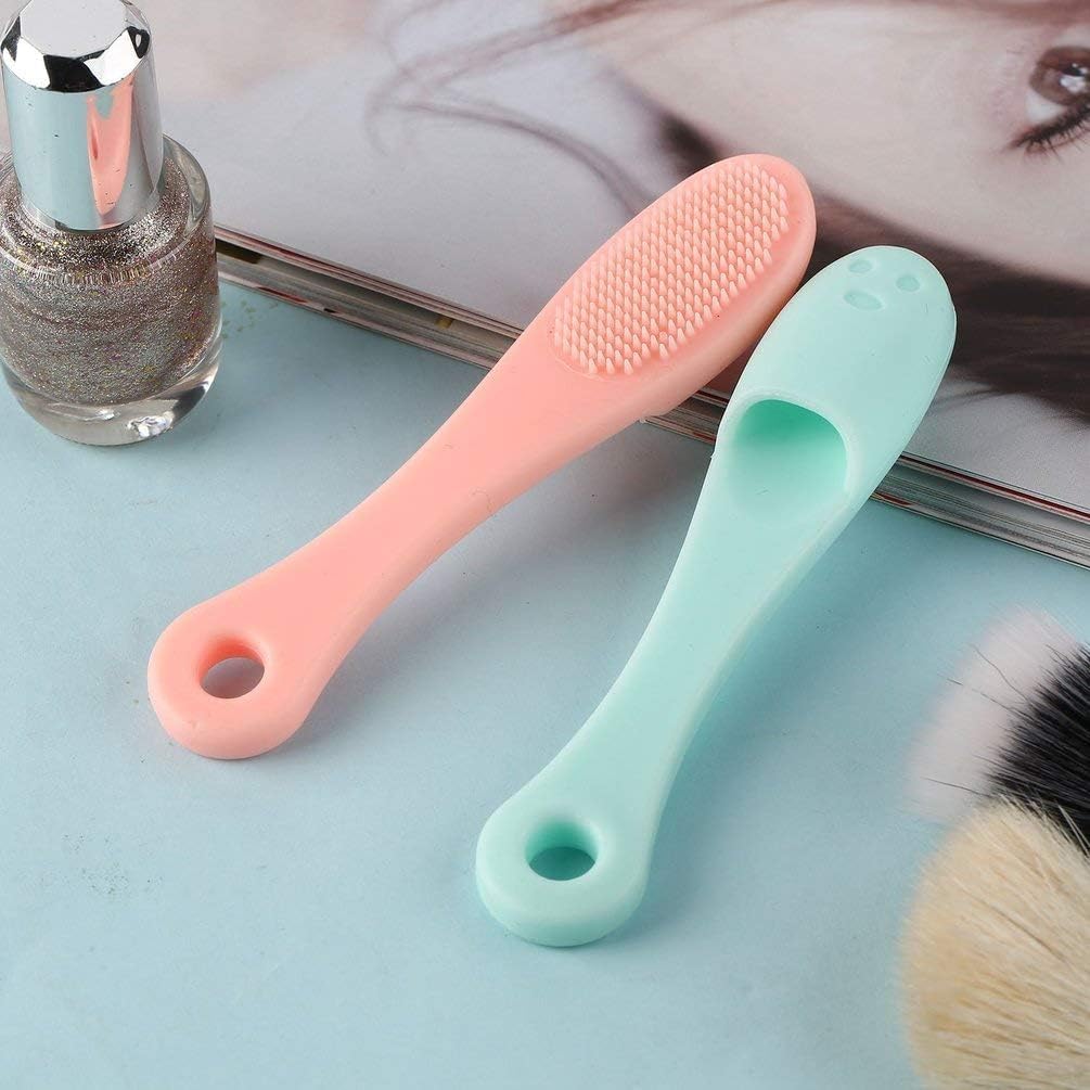 2 Stks Groene en Rode Siliconen Gezicht Cleaner Mee-eters Remover Neus Porie Borstel Cleanser Vinger Scrubber Tool Facial Skin Cleaner Massage Borstel Gezichtsreiniging Borstels