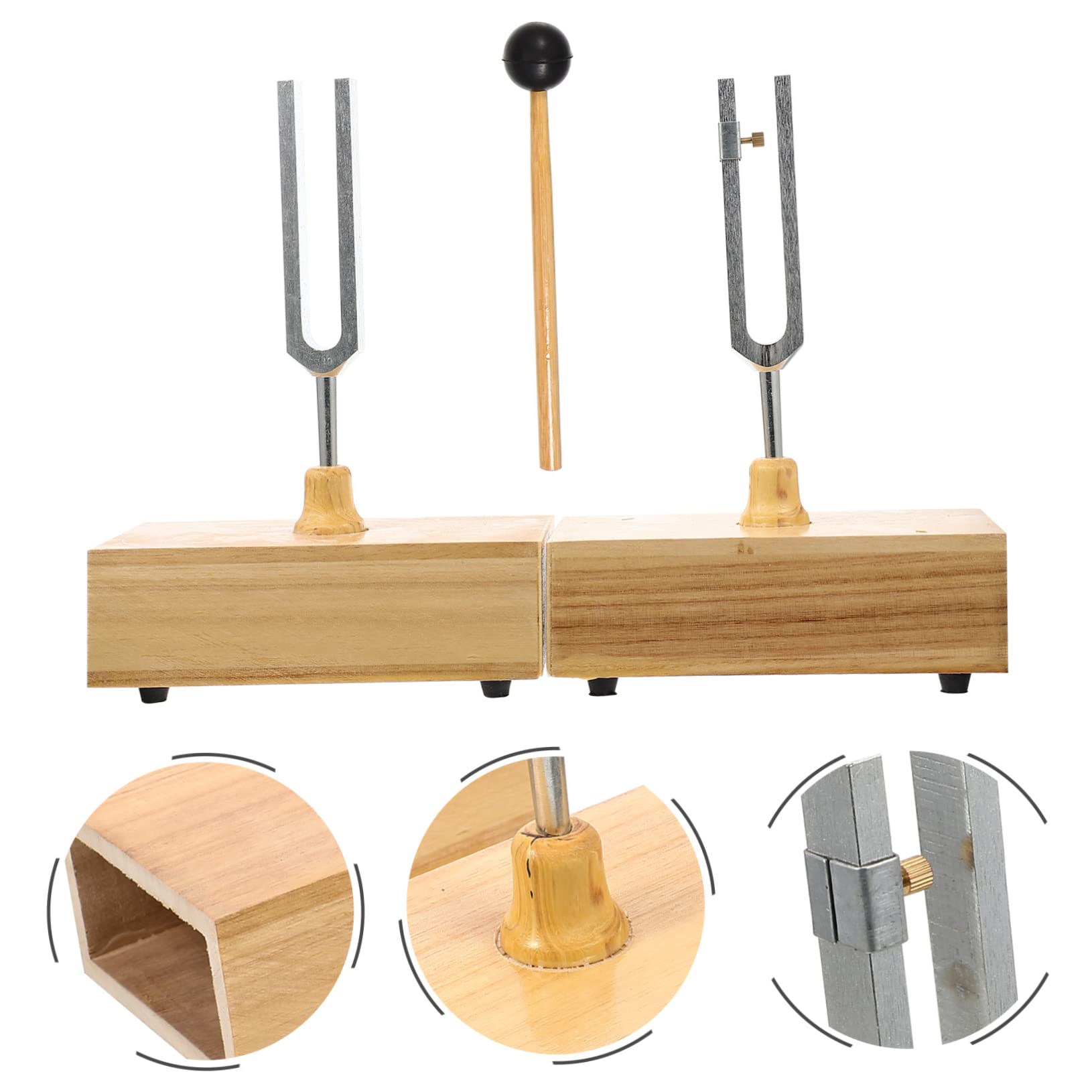 Stimmgabel Satz mit Holzsockel und Hammer 440hz für Physikalische Akustik und Physikexperimente Präzises Stimmwerkzeug