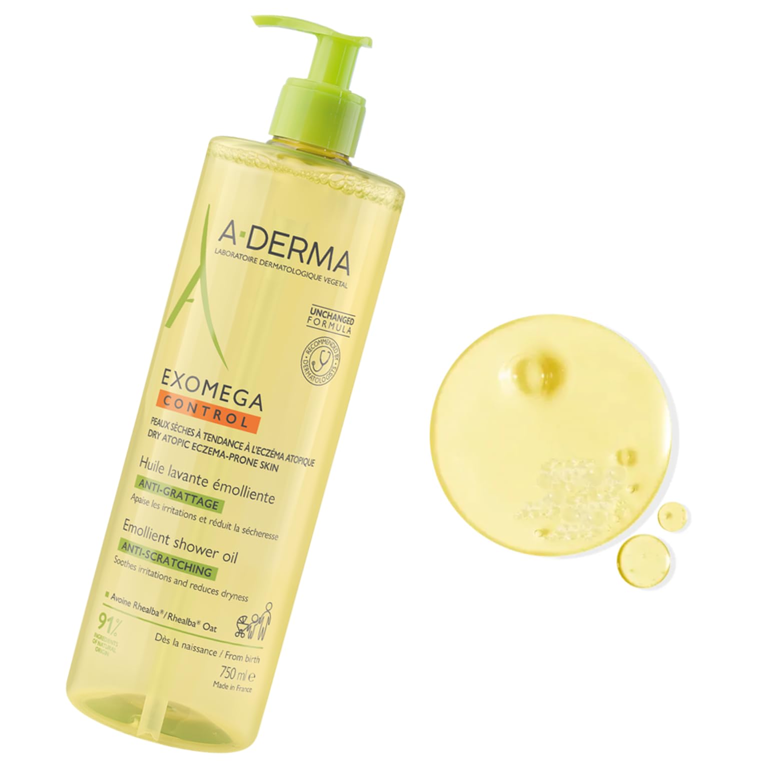 A-DERMA EXOMEGA Control Olejek emolient pod prysznic, 750ml