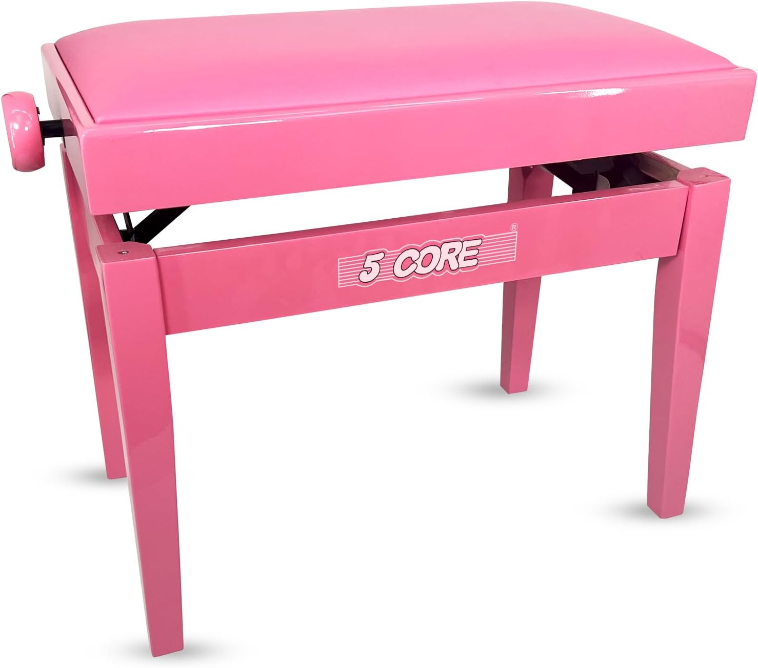 5 CORE Adjustable Piano Bench Thick 3.25" Padded Solid Wood Keyboard Bench Heavy Duty Stool Super Stable Musician Chair Pink - PNB 480 HPNK
