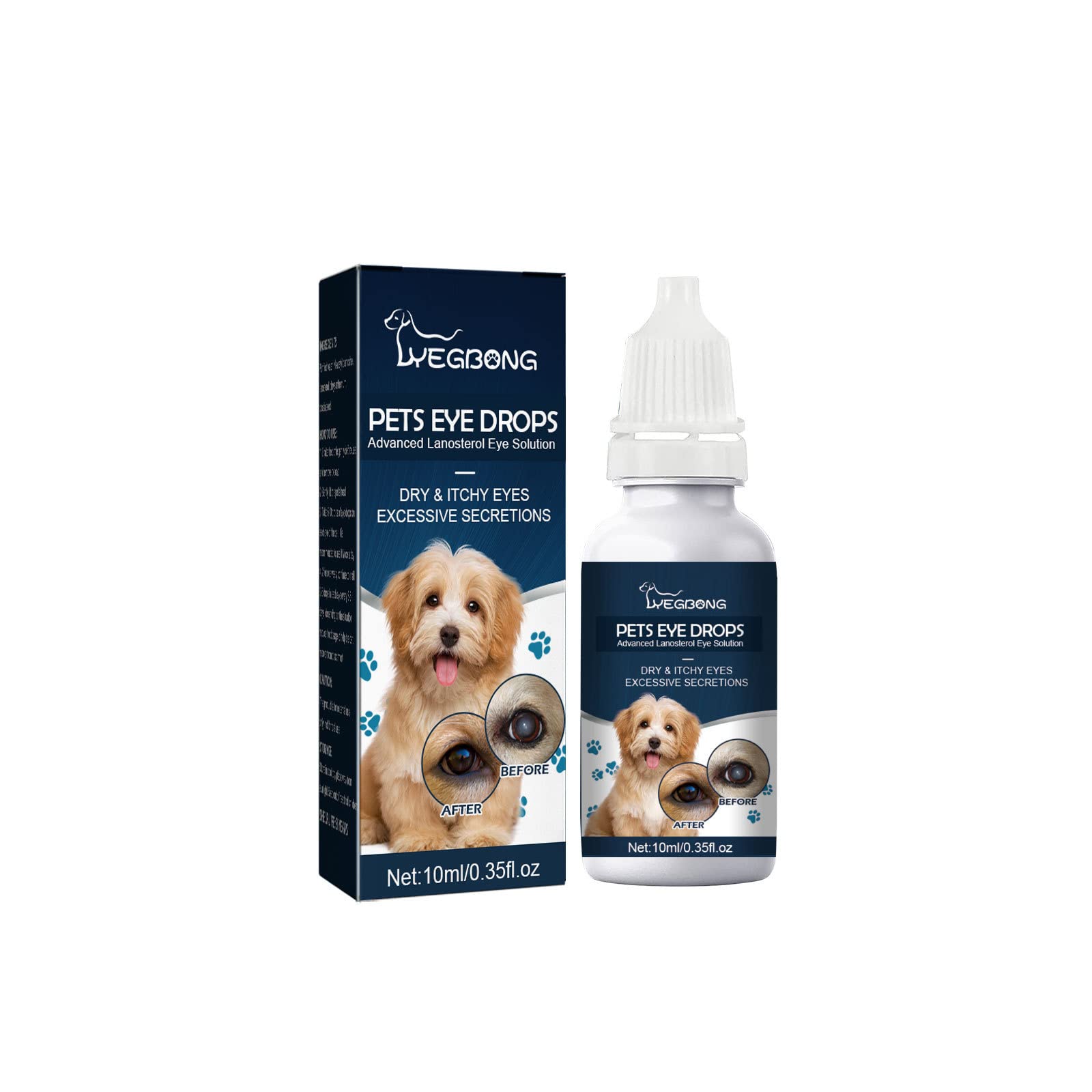 GuoQiao Lubricating Eye Drops for Pets for Dry Eyes Comfort for Runny-eyes Dry Eyes Long-lasting Relief Dog Tear Stain Cleaner Liquid