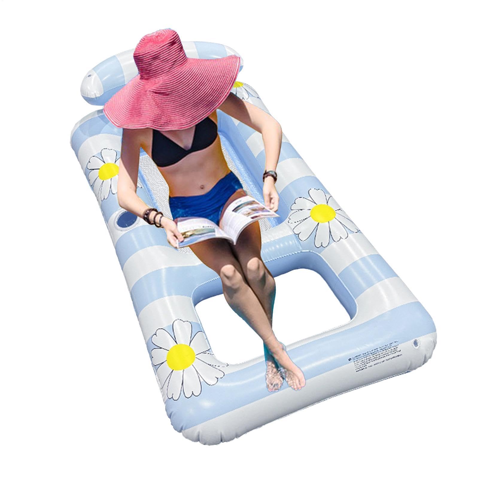 Galleggianti per piscina per adulti - Salone galleggiante gonfiabile da 190 cm, zattera ergonomica, lettino da nuoto resistente, sedia ad acqua rilassante, attrezzatura portatile per il tempo libero