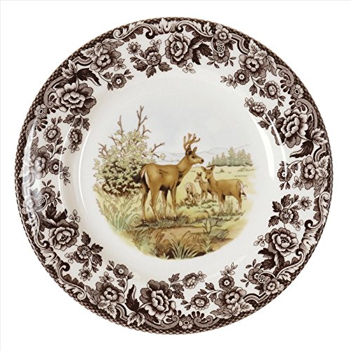 Spode Woodland Salad Plate, Mule Deer, 8” | Perfect for Thanksgiving and Other Special Occasions | Made in England from Fine Earthenware | Microwave and Dishwasher Safe