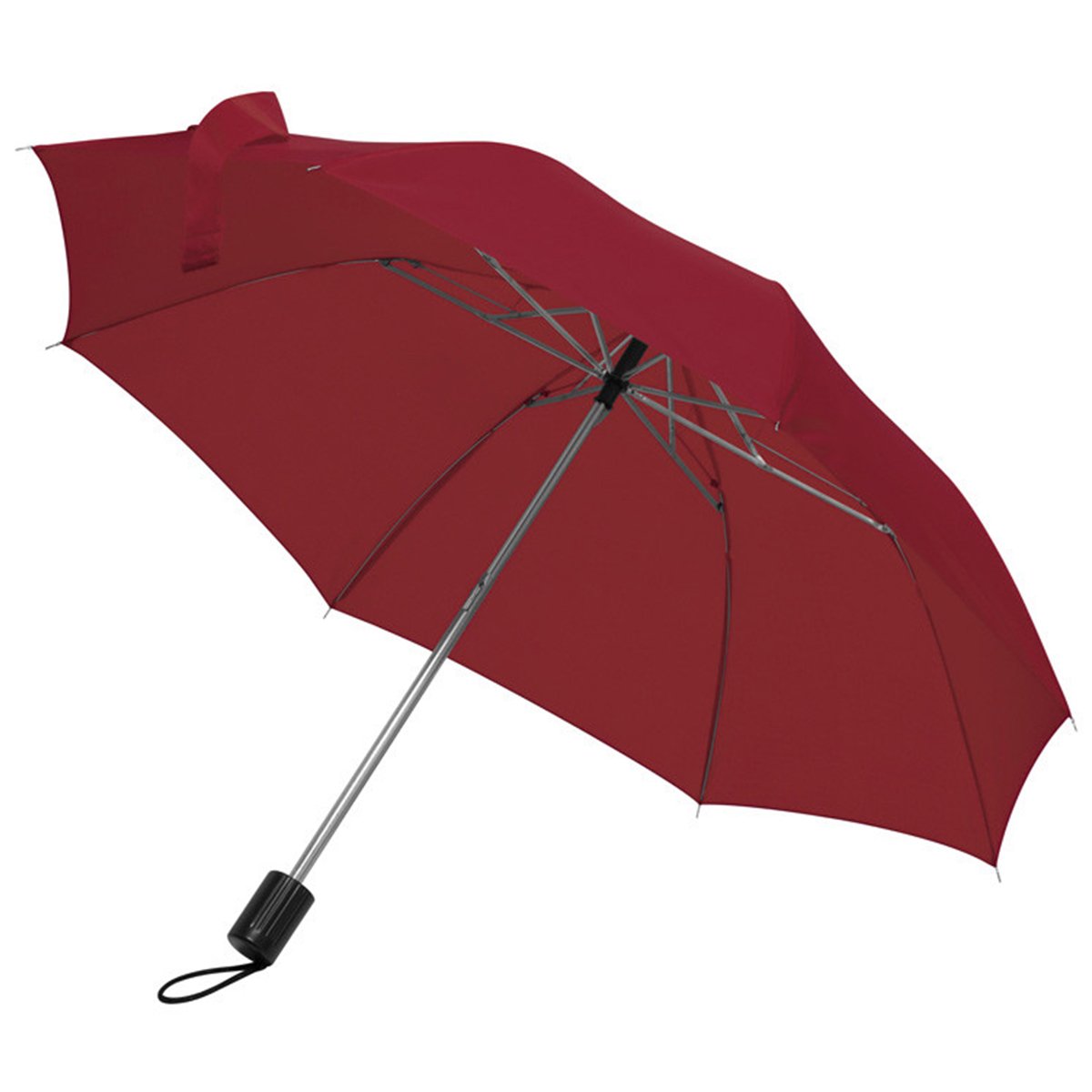 Mens Ladies Small Pocket Telescope Umbrella Compact Folding (Burgundy)