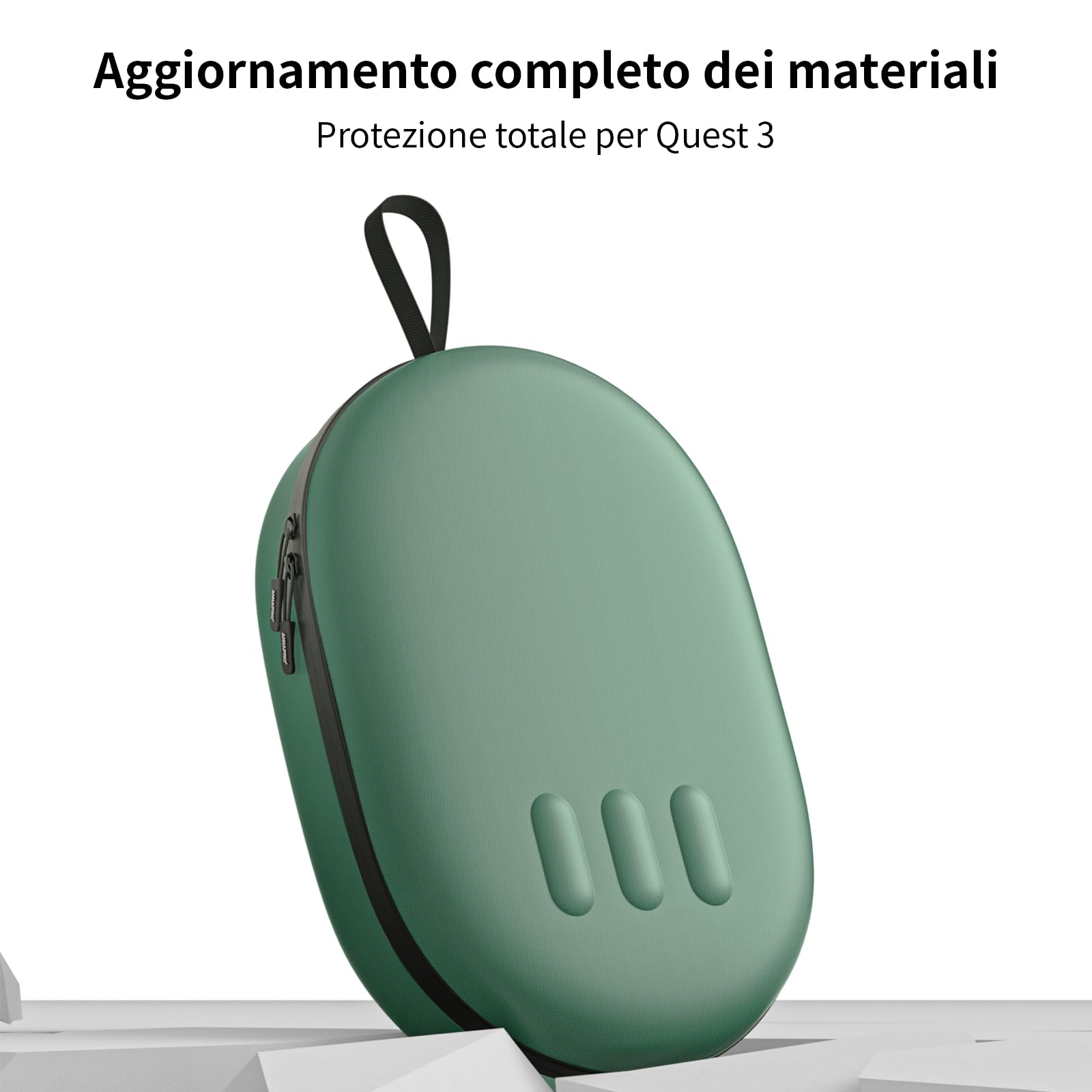 Custodia per Meta Quest 3S/Quest 3, Compatibile con il cinturino Battery Elite, controller e altri accessori, Custodia rigida per il trasporto e protezione superiore per viaggi, Verde - 3