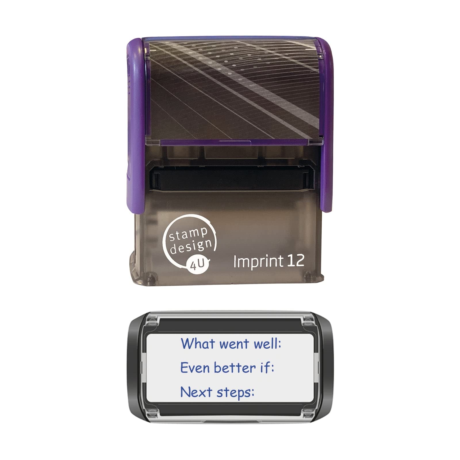Stamp Design 4U Imprint 12 What Went Well, Even Better if, Next Steps School Education rewarding Marking Stamp