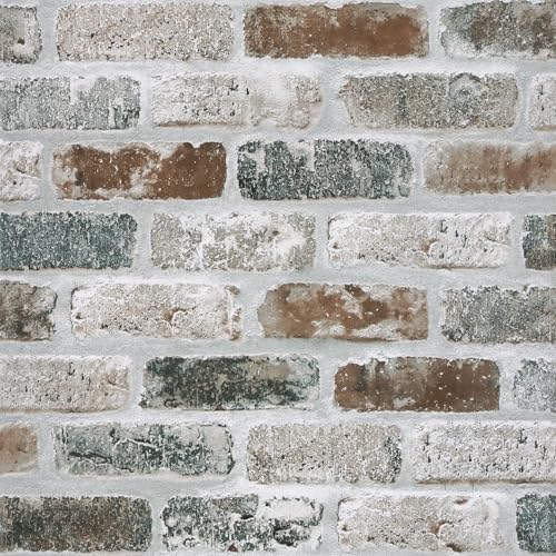 Timeet 44 x 300 cm Papel pintado autoadhesivo efecto piedra gris marrón piedra ladrillo adhesivo ladrillo vintage rústico vinilo vinilo vinilo impermeable adhesivo para dormitorio salón cocina