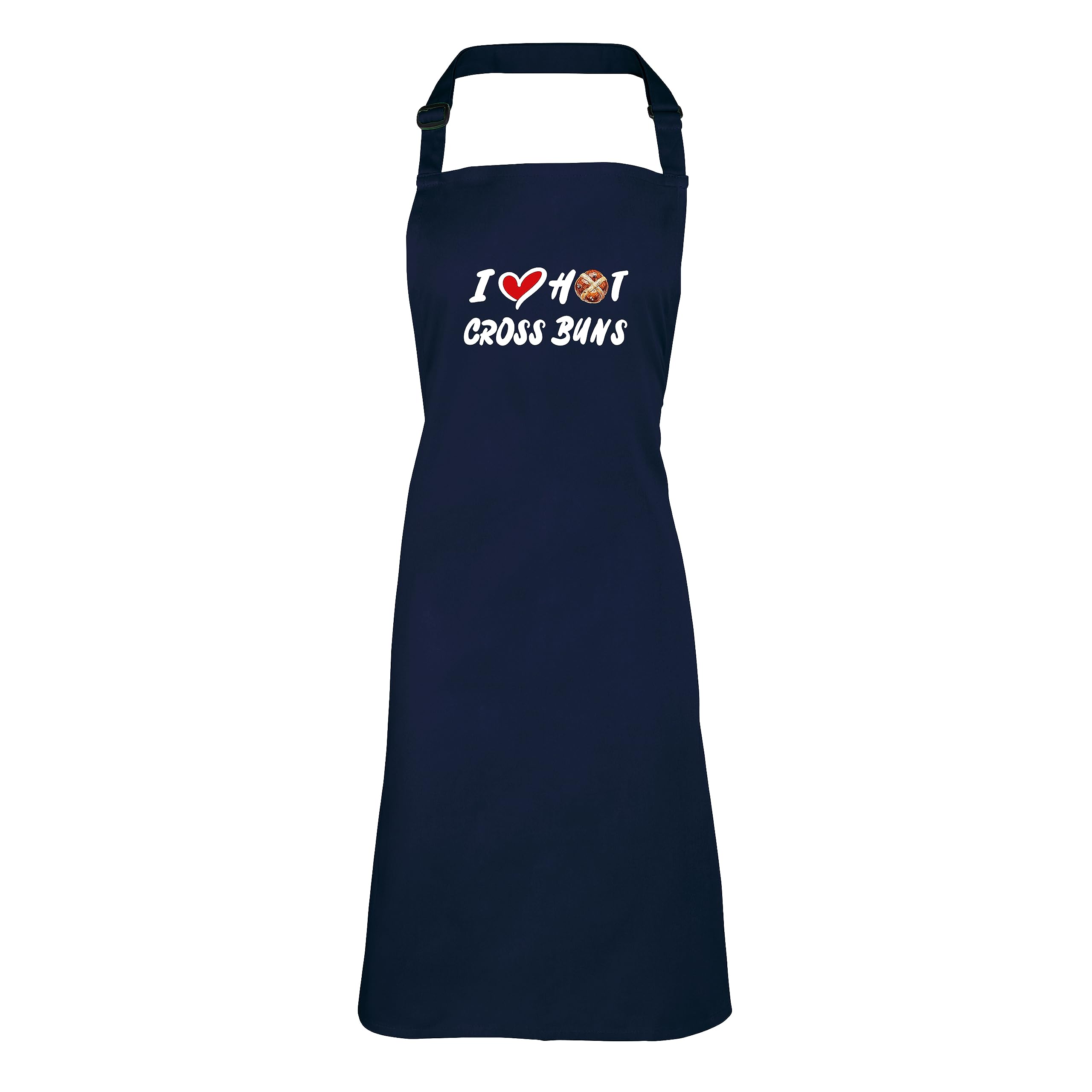 Shopagift Love Hot Cross Buns Apron Mens Womens Cooking BBQ Chef DIY Cook Gift - Navy